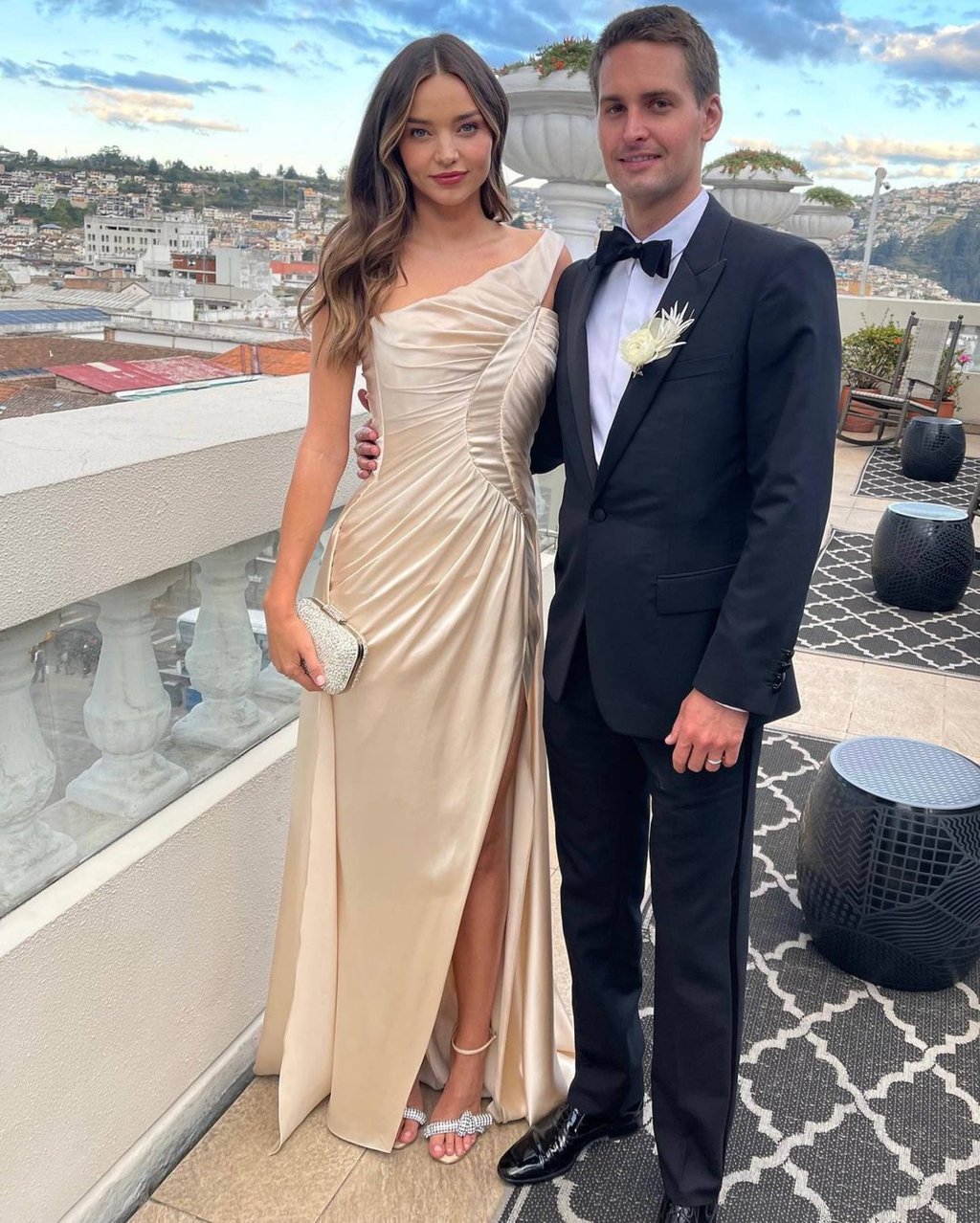 Miranda Kerr (left) and Evan Spiegel (right). Photo: @mirandakerr/Instagram