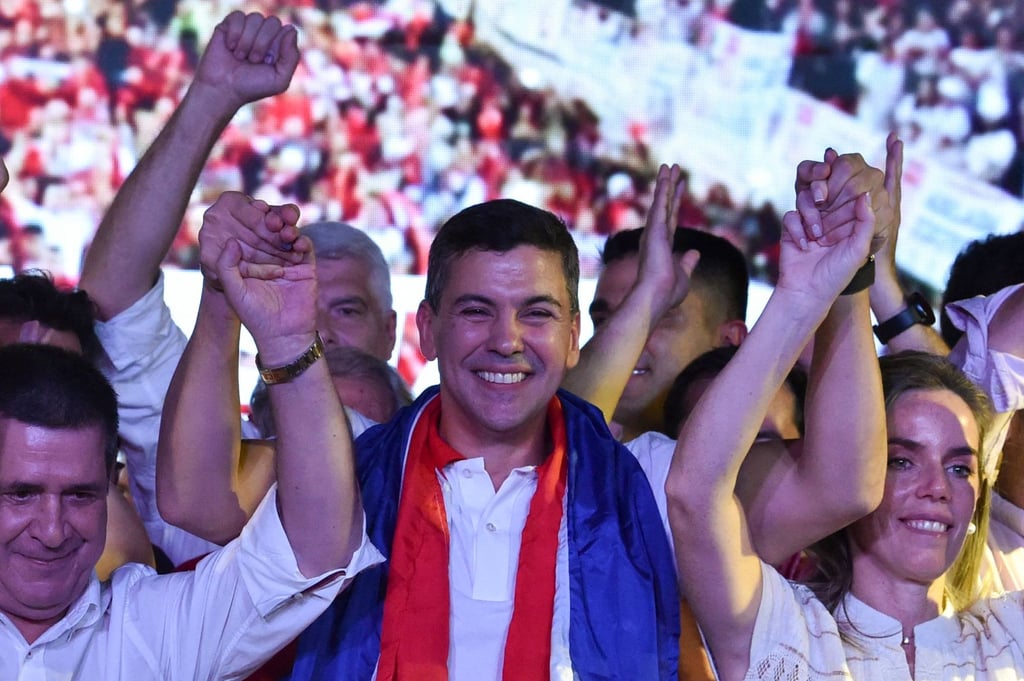 Santiago Peña, Paraguay’s incoming president, celebrates in Asunción after winning the country’s presidential election on April 30, 2023. Photo: AFP Santiago Peña, Paraguay’s incoming president, celebrates in Asunción after winning the country’s presidential election on April 30, 2023. Photo: AFP