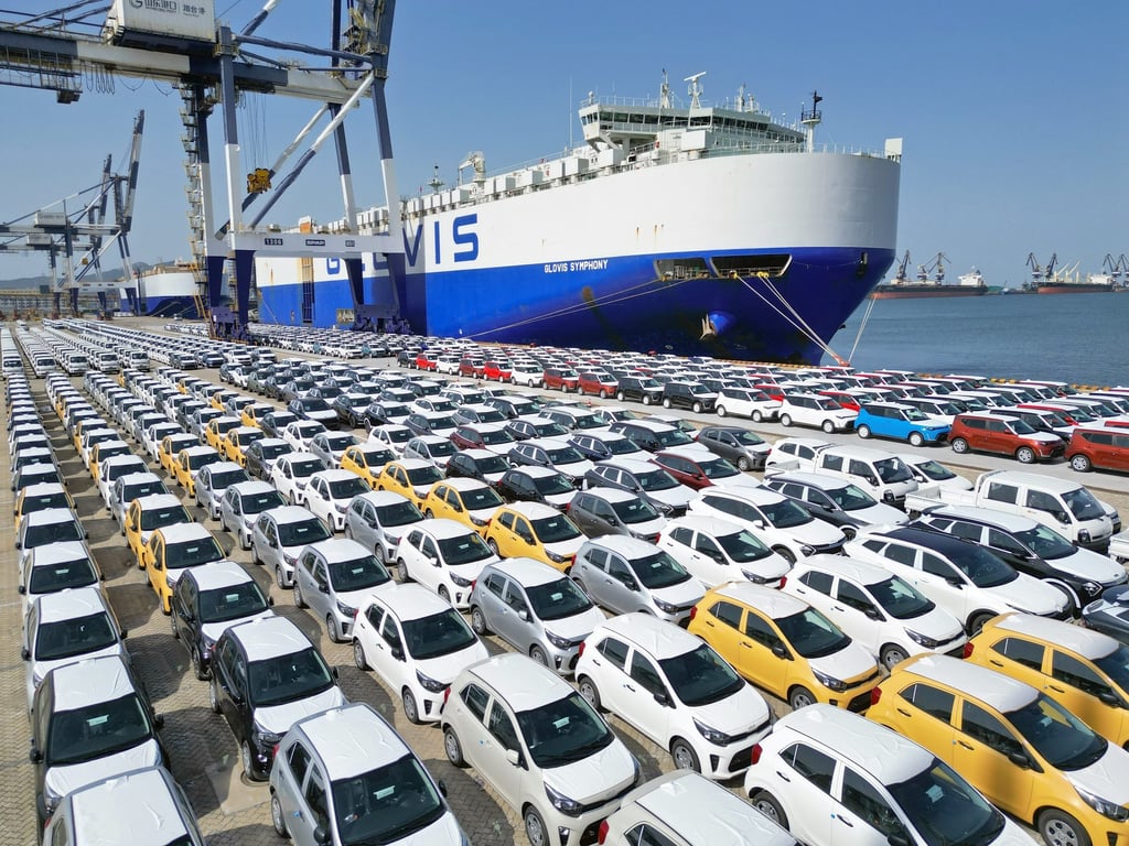This aerial photo taken on July 5, 2023, shows cars to be loaded for export at Yantai Port in east China’s Shandong province on July 21, 2023. Photo: Xinhua This aerial photo taken on July 5, 2023, shows cars to be loaded for export at Yantai Port in east China’s Shandong province on July 21, 2023. Photo: Xinhua