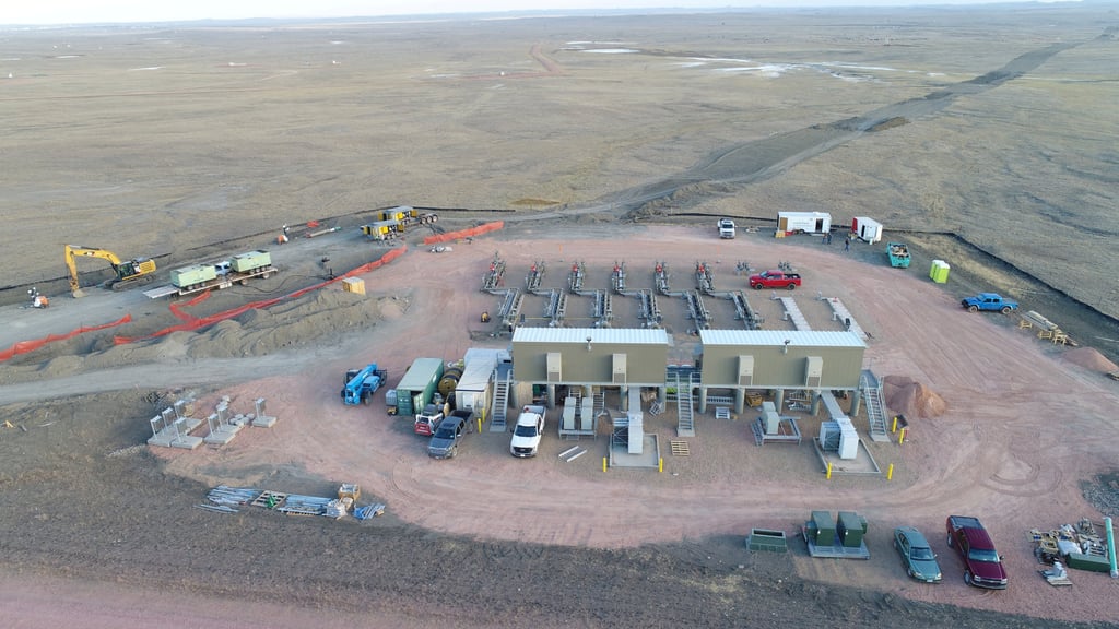 An extension of Denbury Inc’s Greencore carbon pipeline which connects to a pump station, in Montana, US. Photo: Denbury / Handout via Reuters