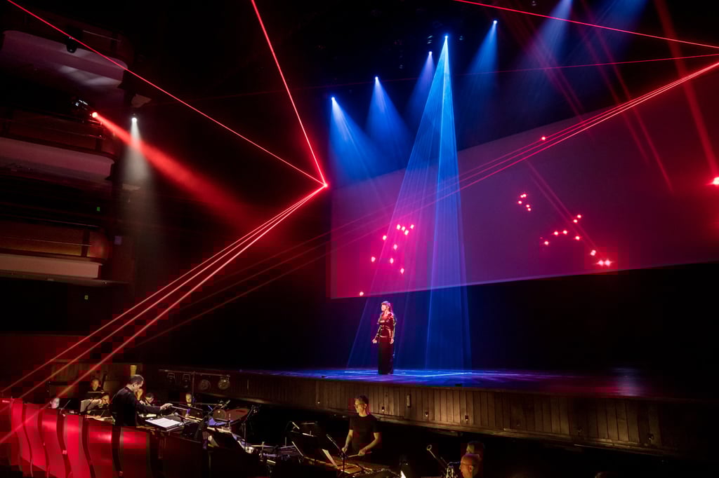 The Once and Future also includes a live performance of an original music score by contemporary composer Eugene Birman, accompanied by vocal soloist Anandi Bhattacharya. Photo: Singapore International Festival of Arts 2022