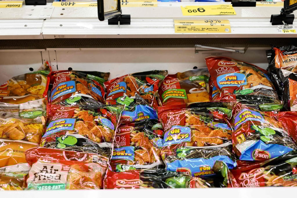 Tyson Foods frozen chicken products sit in the refrigerated section of a Safeway store in Washington. Photo: Getty Images via AFP