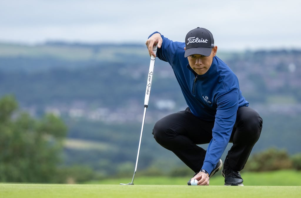Matthew Cheung lines up a putt during the second round of the International Series England. Photo: Asian Tour Matthew Cheung lines up a putt during the second round of the International Series England. Photo: Asian Tour