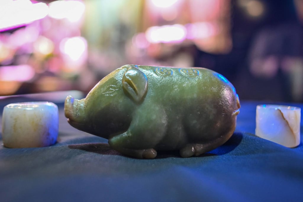 The Ming dynasty jade pig at the shop of jade trader Lee in Taipei. Photo: AFP The Ming dynasty jade pig at the shop of jade trader Lee in Taipei. Photo: AFP