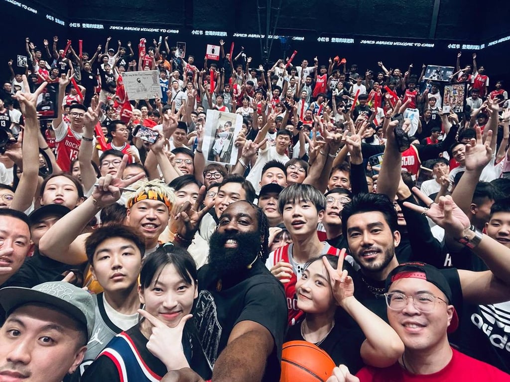 === PHOTO CAPTURED ONLINE=== NBA star James Harden takes a gigantic group selfie with supporters at his fan event in China. === PHOTO CAPTURED ONLINE=== NBA star James Harden takes a gigantic group selfie with supporters at his fan event in China.