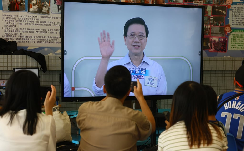 Chief Executive John Lee holds a policy address consultation meeting at Aldrich Bay Government Primary School in Shau Kei Wan on Sunday. Photo: Dickson Lee Chief Executive John Lee holds a policy address consultation meeting at Aldrich Bay Government Primary School in Shau Kei Wan on Sunday. Photo: Dickson Lee