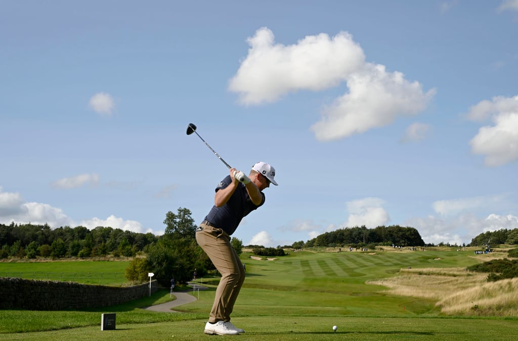 Andy Ogletree hits his tee-shot on 14 during the final round of the International Series England at Close House. Photo: Asian Tour. Andy Ogletree hits his tee-shot on 14 during the final round of the International Series England at Close House. Photo: Asian Tour.