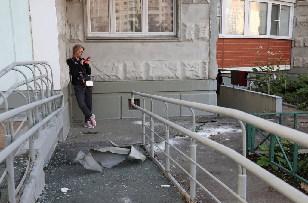 Debris from a drone attack in Krasnogorsk, Russia. Photo: Reuters