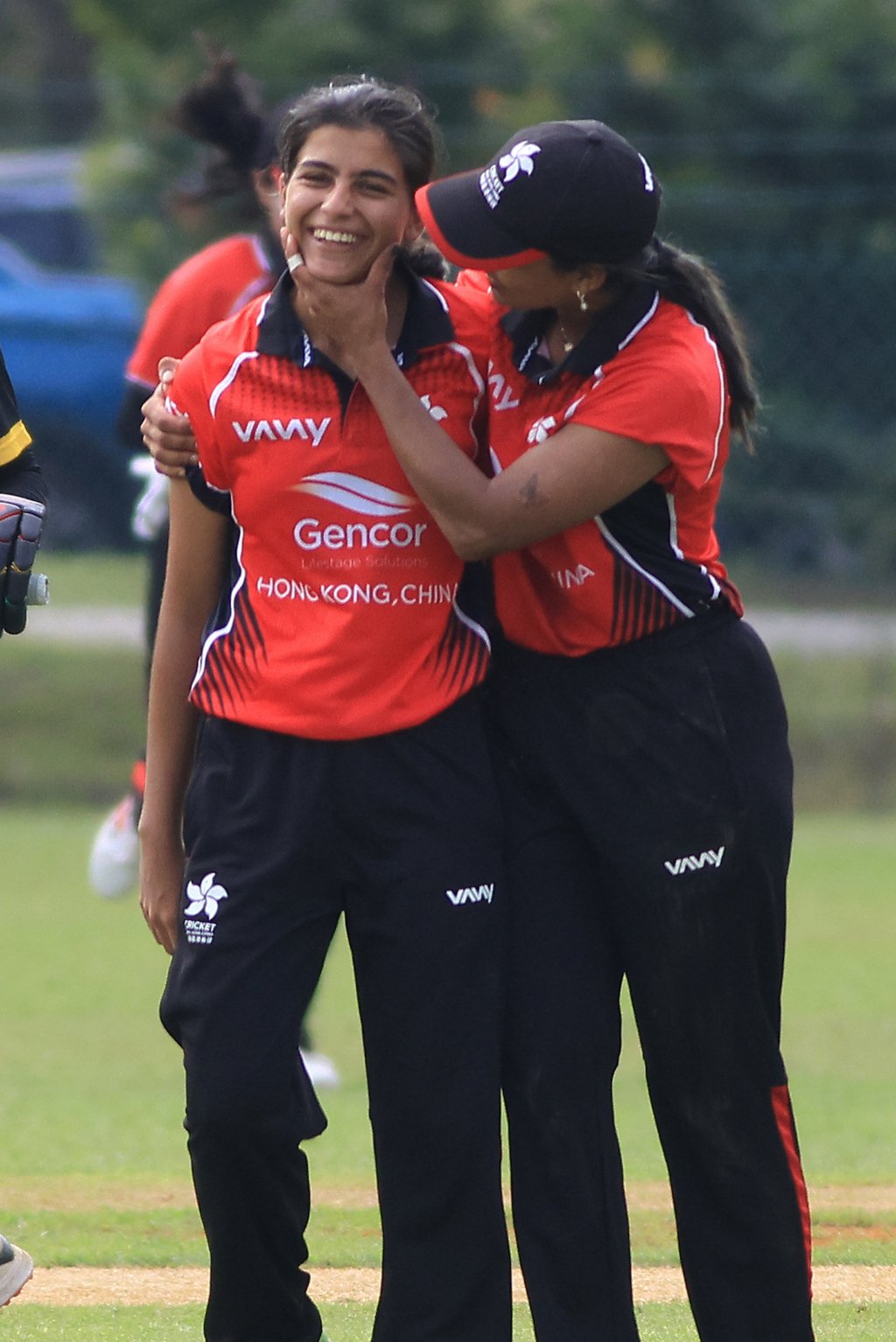 Maryam Bibi (left) and Shanzeen Shahzad share a joke during the Malaysia T20i Quadrangular Series. Photo: Malaysian Cricket Association Maryam Bibi (left) and Shanzeen Shahzad share a joke during the Malaysia T20i Quadrangular Series. Photo: Malaysian Cricket Association