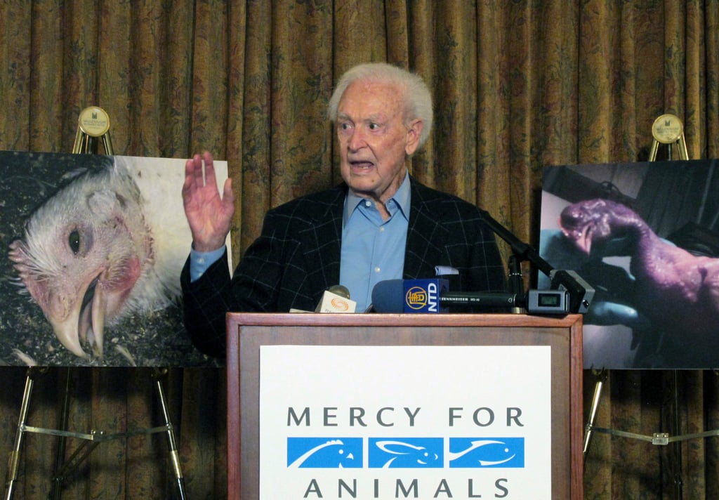 Bob Barker in Los Angeles in 2015. Barker criticised poultry producer Foster Farms after an animal-rights group released video showing chickens being shackled, punched and having their feathers pulled out while still alive. Photo: AP