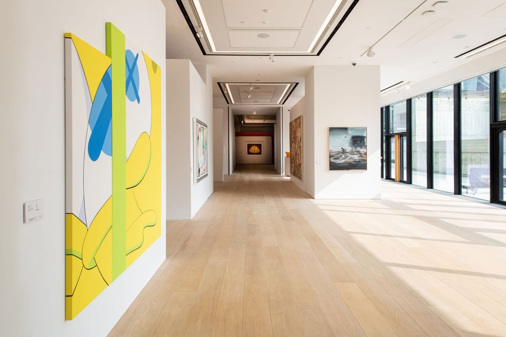 A selection of 20th century and contemporary art on display in one of the permanent galleries at auction house Phillips’ new Asian headquarters in Hong Kong.