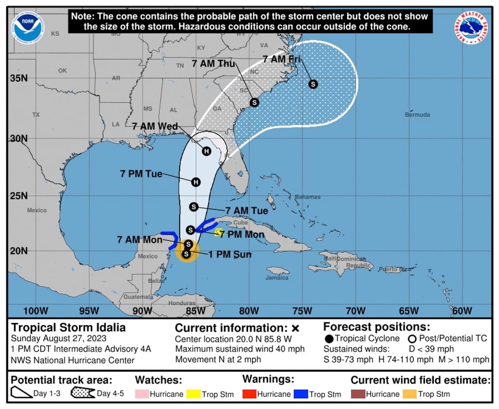 The storm is forecast to make landfall as a hurricane as soon as Wednesday. Photo: National Hurricane Centre via TNS