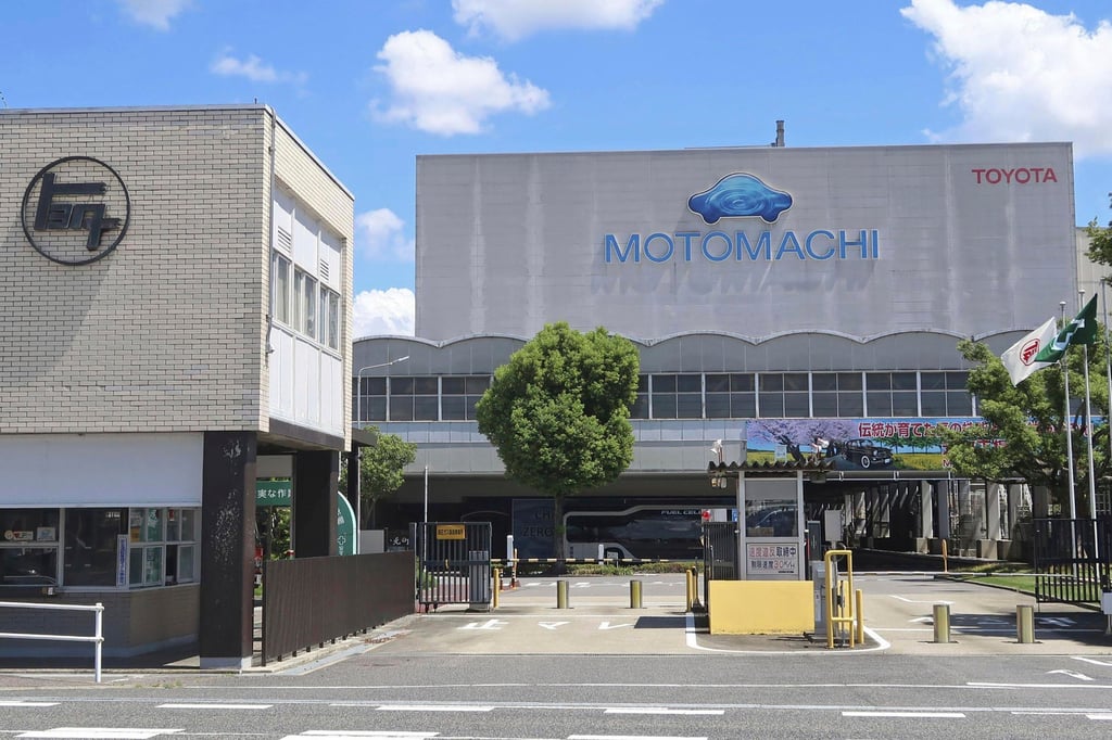 Toyota’s Motomachi factory in central Japan was among the 14 plants that had shut down on Tuesday. Photo: Kyodo News via AP