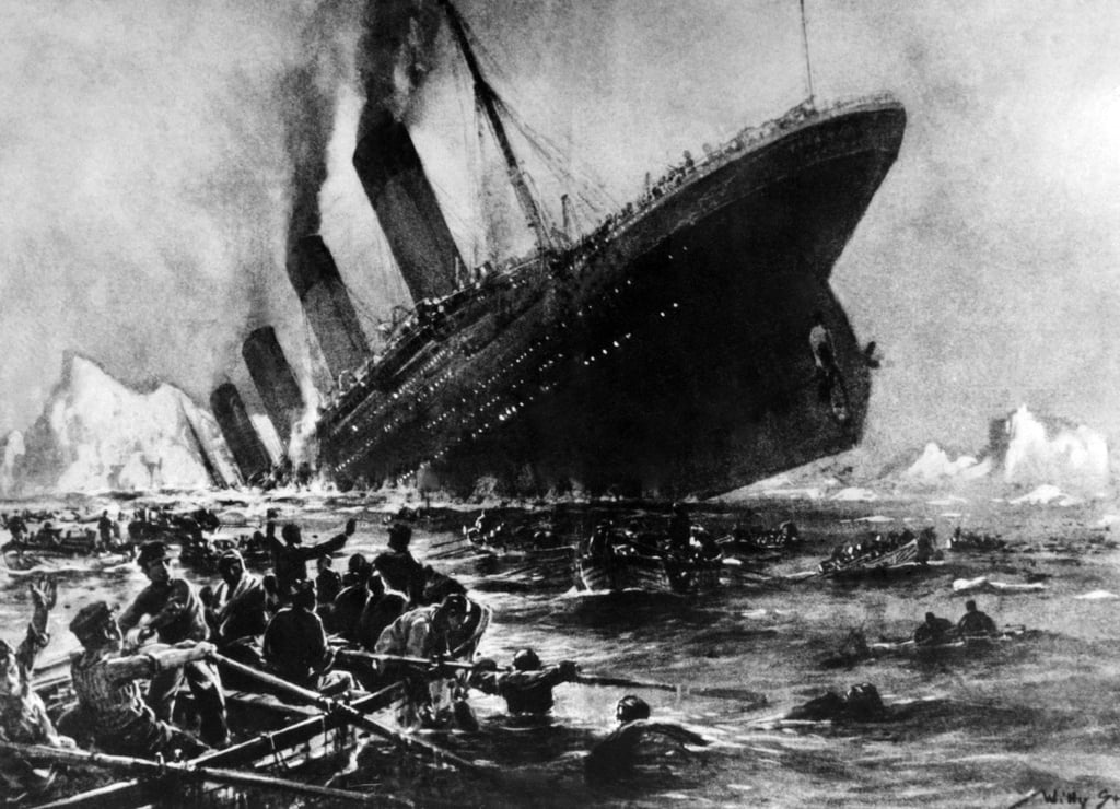 An undated artist depiction of the Titanic sinking. File photo: AFP