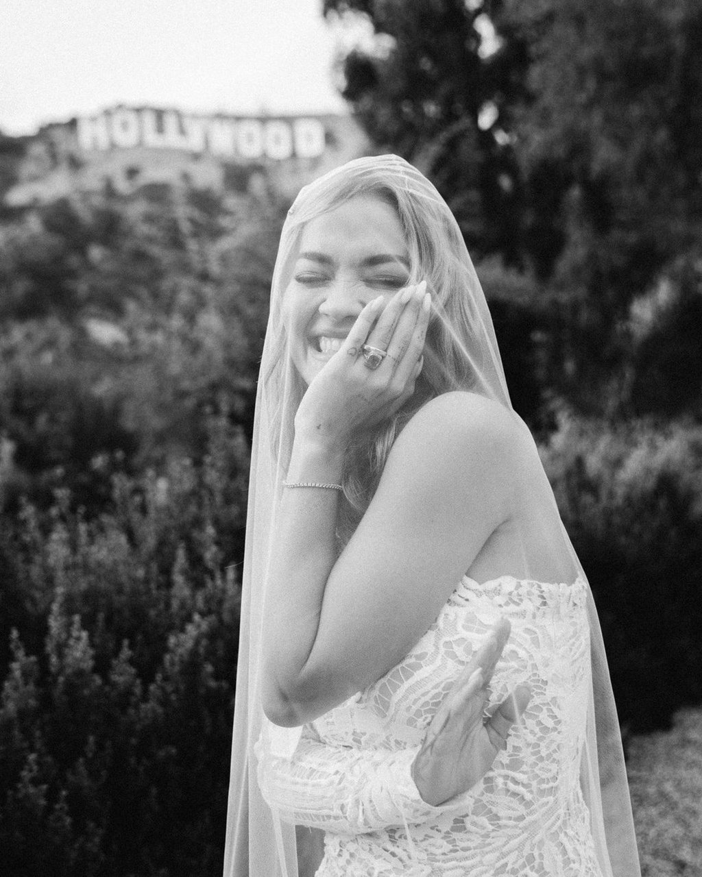 Rita Ora wearing a Tom Ford dress at her wedding. Photo: @ritaora/Instagram