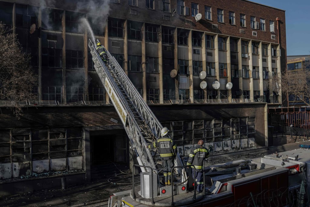 The fire in downtown Johannesburg took three hours to contain. Photo: AFP