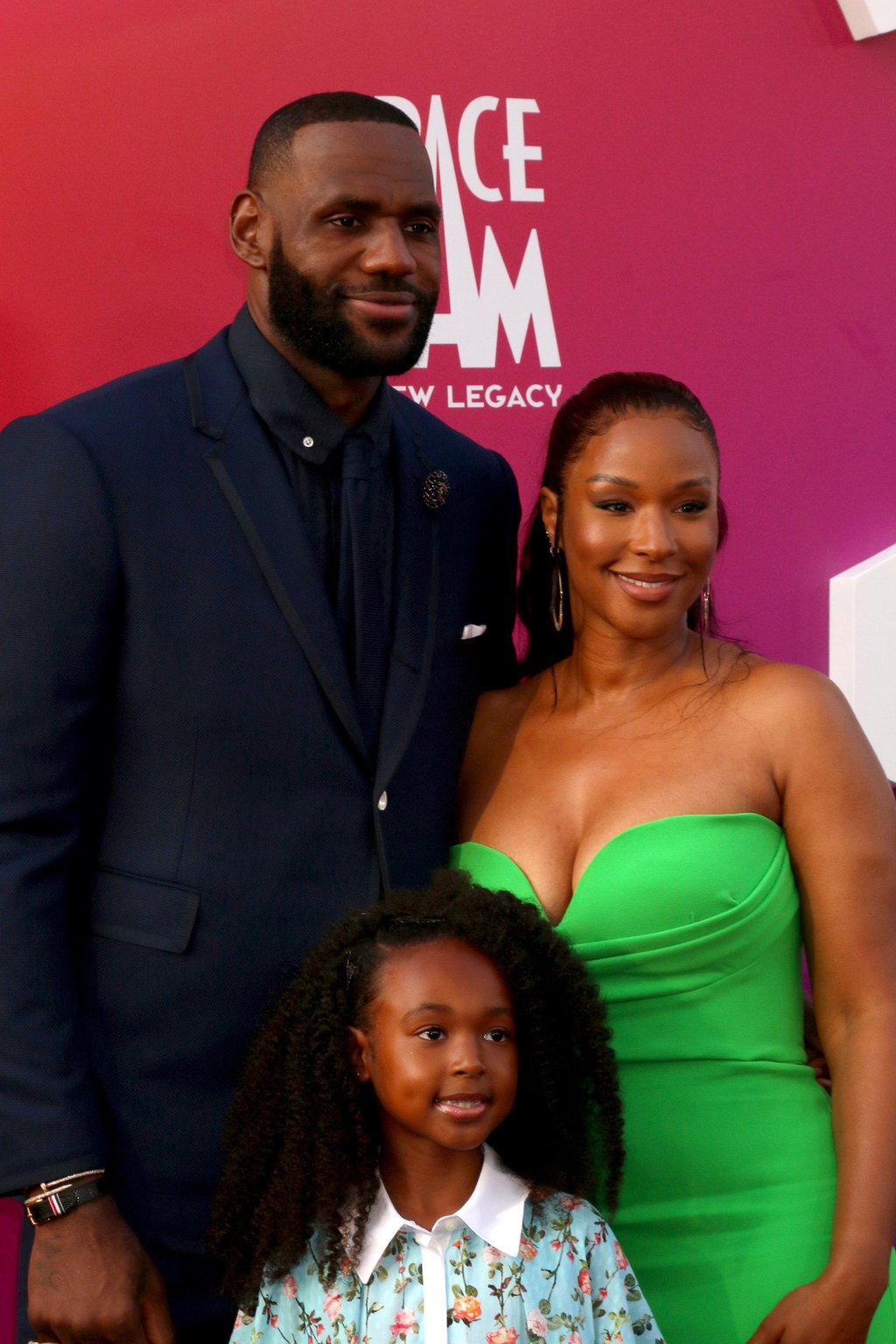 NBA player LeBron James, his daughter Zhuri James and wife Savannah Brinson James pose for a photo during the Space Jam: A New Legacy movie premiere in July 2021. Photo: DPA NBA player LeBron James, his daughter Zhuri James and wife Savannah Brinson James pose for a photo during the Space Jam: A New Legacy movie premiere in July 2021. Photo: DPA