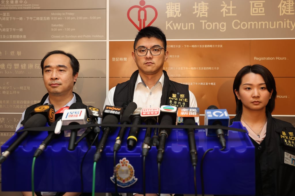 Assistant district commander Tong Kam-wai (centre) says investigators have not ruled out that the killing was pre-planned. Photo: SCMP