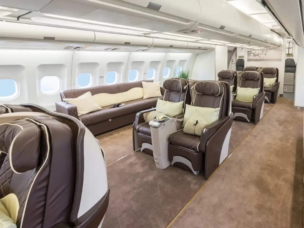 There is a lot of legs aboard the luxurious private planes. Photo: Brochure There is a lot of legs aboard the luxurious private planes. Photo: Brochure