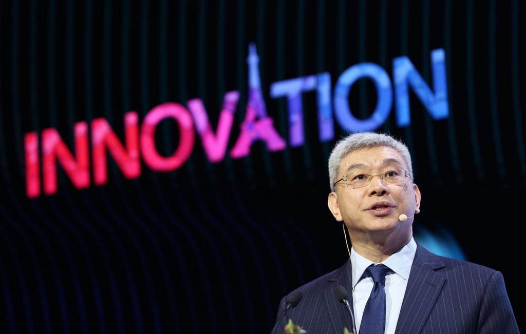 William Xu, head of Huawei’s Institute of Strategic Research, delivers a speech during European Innovation Day, organised by Huawei, in Paris on October 4, 2019. Photo: Xinhua