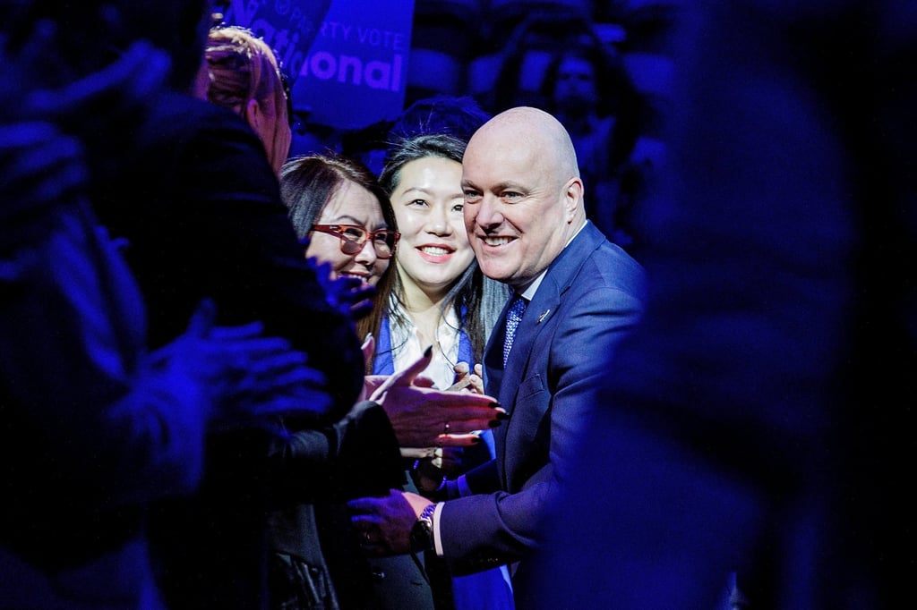 Christopher Luxon, leader of the National Party, pictured at his party’s election-campaign launch on Sunday. He said “we will be up against a campaign based on fear and disinformation”. Photo: Reuters