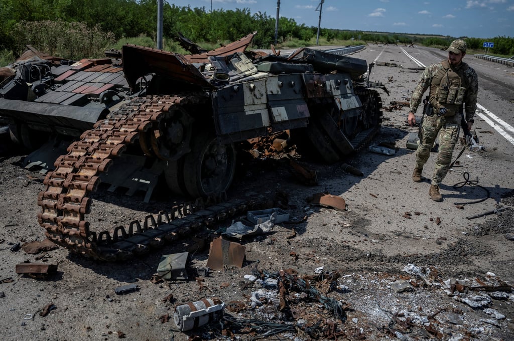 A destroyed Ukrainian tank near the village of Robotyne in the Zaporizhzhia region, Ukraine. Photo: Reuters A destroyed Ukrainian tank near the village of Robotyne in the Zaporizhzhia region, Ukraine. Photo: Reuters