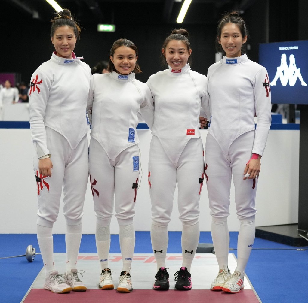 Vivian Kong (far right), alongside her Hong Kong teammates at the World Championships in Milan (from left) Chan Wai-ling, Coco Lin and Kaylin Hsieh. Photo: BizziTeam