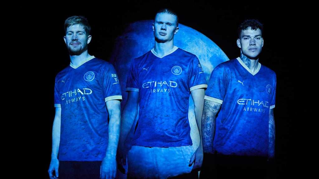 Manchester City players showed off their new Chinese New Year Collection. Photo: Handout Manchester City players showed off their new Chinese New Year Collection. Photo: Handout