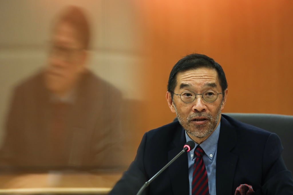 Carlson Tong Ka-shing, former chairman of the Securities and Futures Commission (SFC) during a press event in Wan Chai on 24 May 2021. Photo: Jonathan Wong Carlson Tong Ka-shing, former chairman of the Securities and Futures Commission (SFC) during a press event in Wan Chai on 24 May 2021. Photo: Jonathan Wong