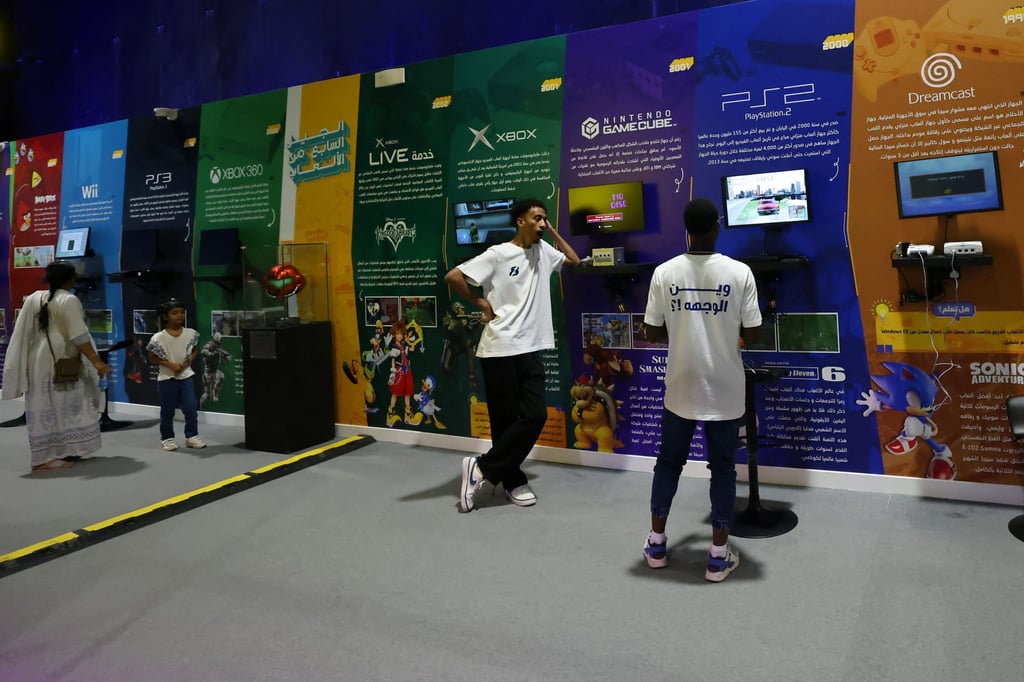 People visit a display of video game history, part of Gamers8, an eight-week festival of eSports tournaments in Riyadh, Saudi Arabia, in August 2023. Photo: AFP