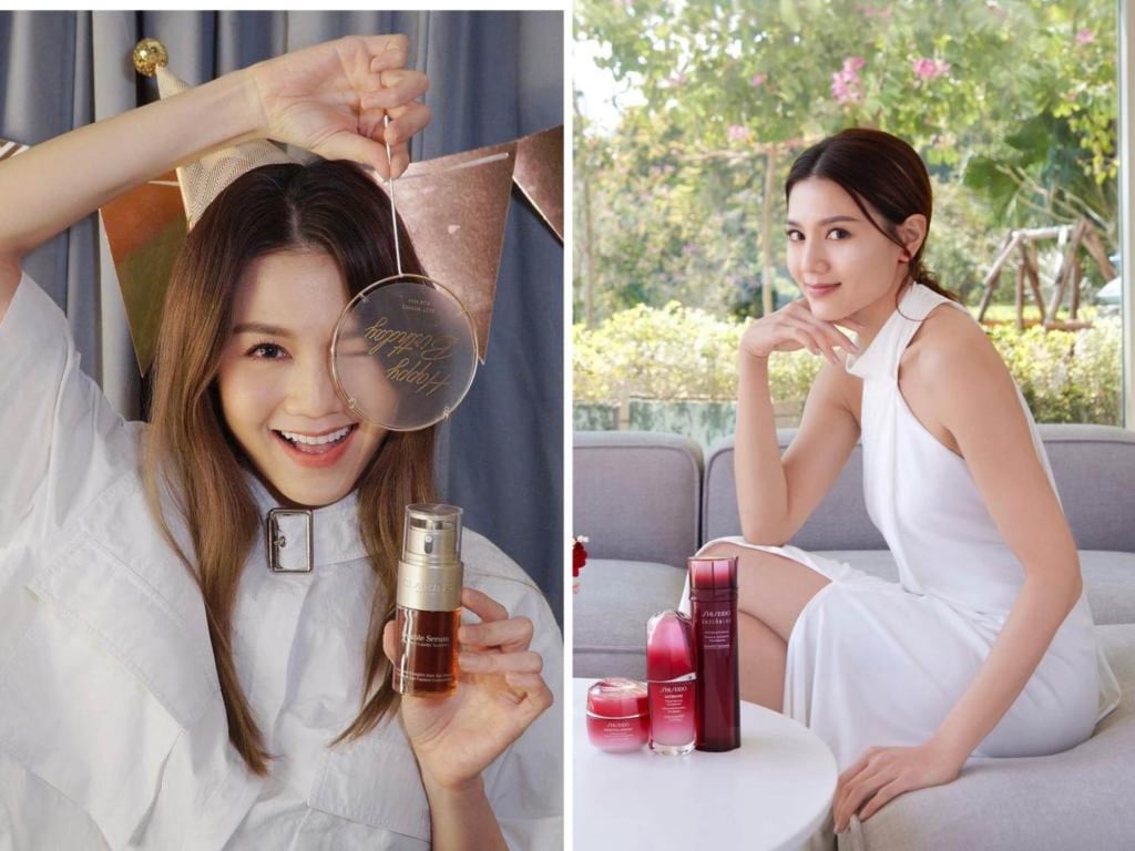 Chrissie Chau swears by Clarins and Shiseido skincare products. Photo: @chrissienana/Instagram