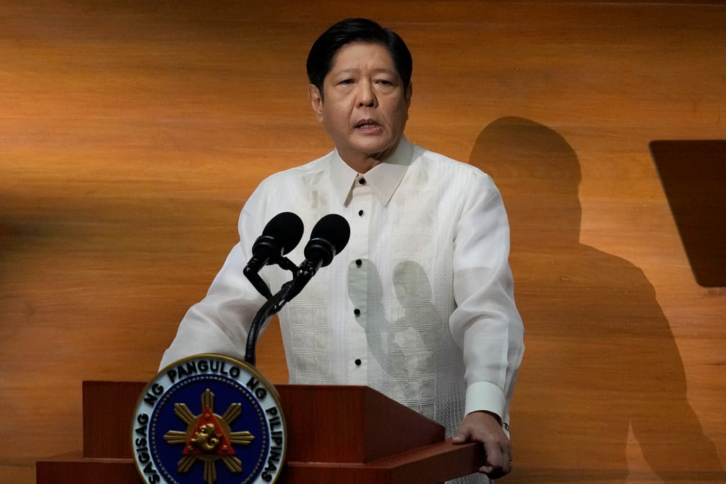 Philippine President Ferdinand Marcos Jnr delivers his second state of the nation address at the House of Representatives in Quezon City on July 24. Photo: AP