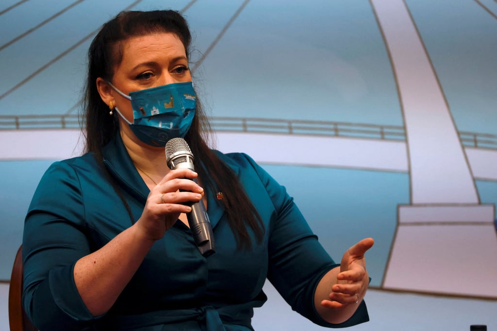 British lawmaker Alicia Kearns speaks to members of the media in Taipei, Taiwan in December 2022. Photo: Reuter British lawmaker Alicia Kearns speaks to members of the media in Taipei, Taiwan in December 2022. Photo: Reuter