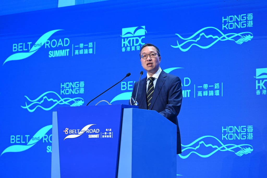 Justice minister Paul Lam also addressed the audience at the Belt and Road Summit. Photo: SCMP