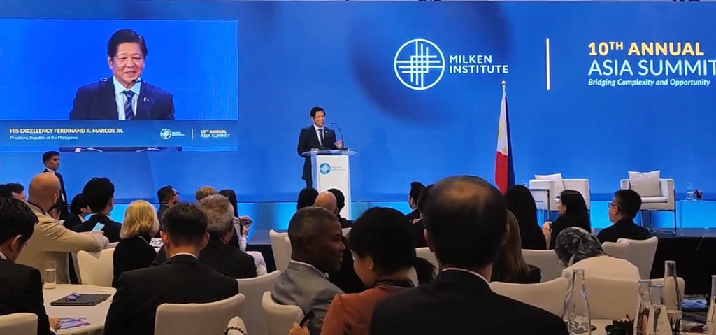Philippine President Ferdinand Marcos Jnr speaks during a session at the Milken Institute’s 10th Asia Summit in Singapore on Wednesday. Photo: Su-Lin Tan