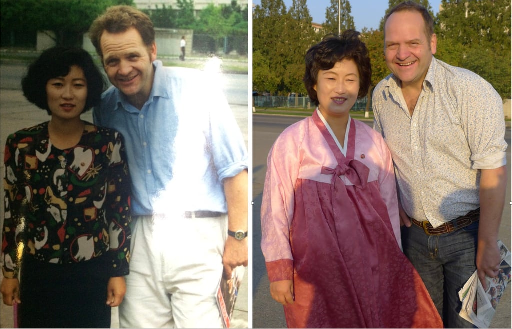 Nicholas Bonner with a Juche Tower tour guide in 1993 and again in 2013. Photo: Nicholas Bonner Nicholas Bonner with a Juche Tower tour guide in 1993 and again in 2013. Photo: Nicholas Bonner