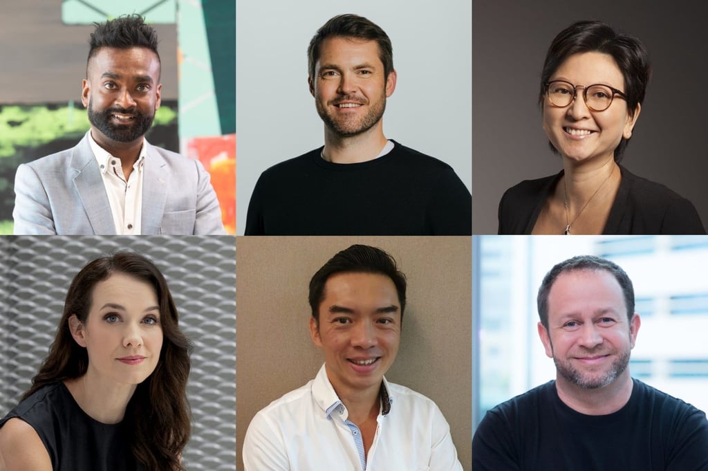 Speakers in the care segment are (clockwise from top left): Rama Gheerawo, director of the Helen Hamlyn Centre for Design; Dr Tom Waller, a sport, health and fitness innovation expert; Lim Sze Ling, chief transformation officer of ServiceSG; Dr Steven Tucker, founder of Tucker Medical and director of the Cedars-Sinai regional office; Lee Poh Wah, CEO of the Lien Foundation; and Tamsin Greulich-Smith, director of School of X at DesignSingapore Council.