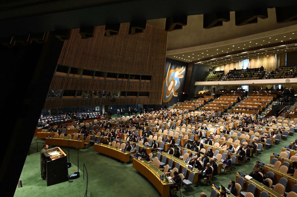 The assembly hall was not full during Ukrainian President Volodymyr Zelensky’s UN speech. Photo: AFP The assembly hall was not full during Ukrainian President Volodymyr Zelensky’s UN speech. Photo: AFP