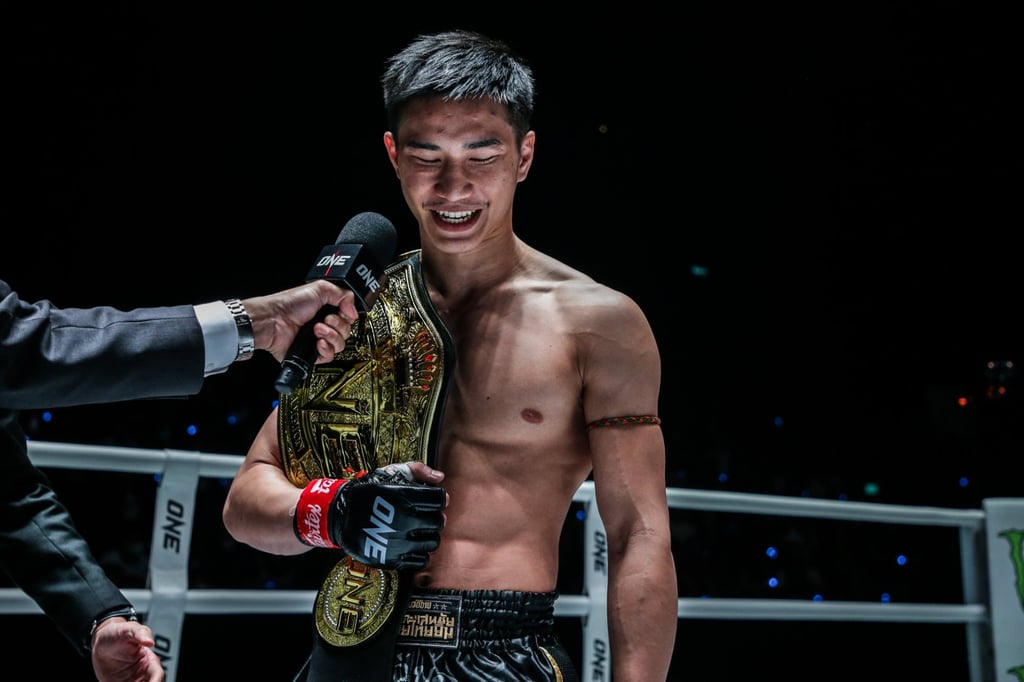 Tawanchai celebrates his win over Jamal Yusupov. Photo: ONE Championship Tawanchai celebrates his win over Jamal Yusupov. Photo: ONE Championship