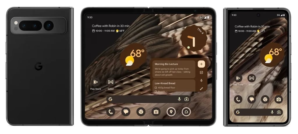Different sides of Google’s Pixel Fold. Photo: Google