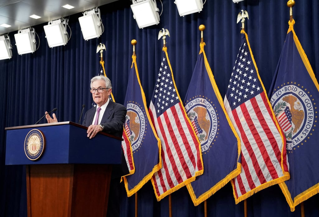 US Federal Reserve Chairman Jerome Powell during a news conference after the release of the Fed policy decision to keep interest rates unchanged, at the Federal Reserve in Washington DC on June 14, 2023. Photo Reuters.