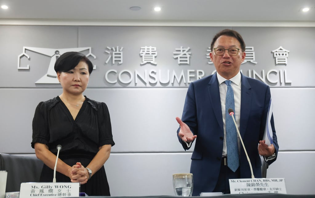 Council chief executive Gilly Wong (left) and chairman Clement Chan meet the press. Photo: Edmond So Council chief executive Gilly Wong (left) and chairman Clement Chan meet the press. Photo: Edmond So
