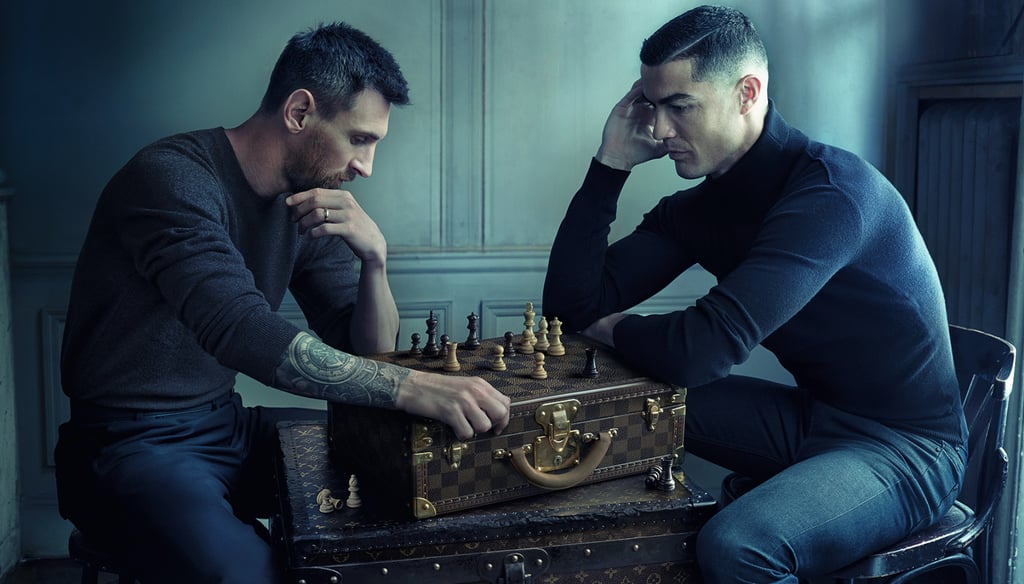 Football stars Lionel Messi (left) and Cristiano Ronaldo in a 2022 Louis Vuitton advertising campaign. Photo: Louis Vuitton Football stars Lionel Messi (left) and Cristiano Ronaldo in a 2022 Louis Vuitton advertising campaign. Photo: Louis Vuitton