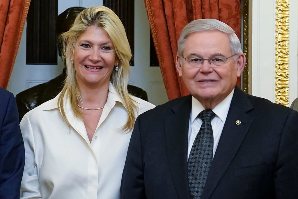 Senator Bob Menendez and his wife Nadine Arslanian. Photo: AP Senator Bob Menendez and his wife Nadine Arslanian. Photo: AP