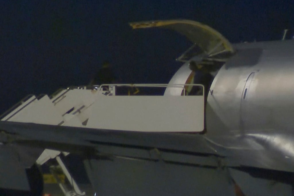 Travis King, the American soldier who sprinted into North Korea across the heavily fortified border between the Koreas two months ago arrived back in the US on Thursday, video appeared to show. Photo: KSAT via AP