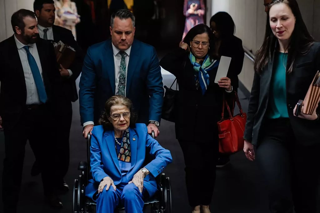 Senator Dianne Feinstein leaves a Senate Judiciary Committee hearing in May. Photo: via TNS