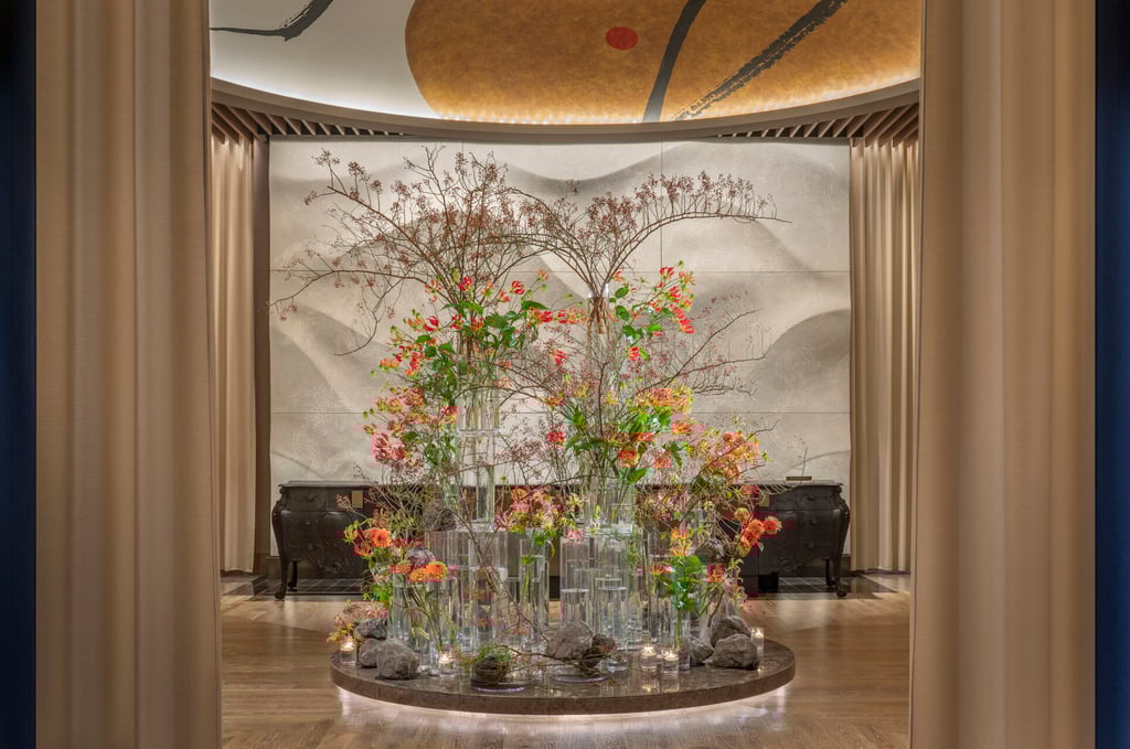 An exquisite floral display at Four Seasons Hotel Tokyo at Otemachi. Photo: Four Seasons