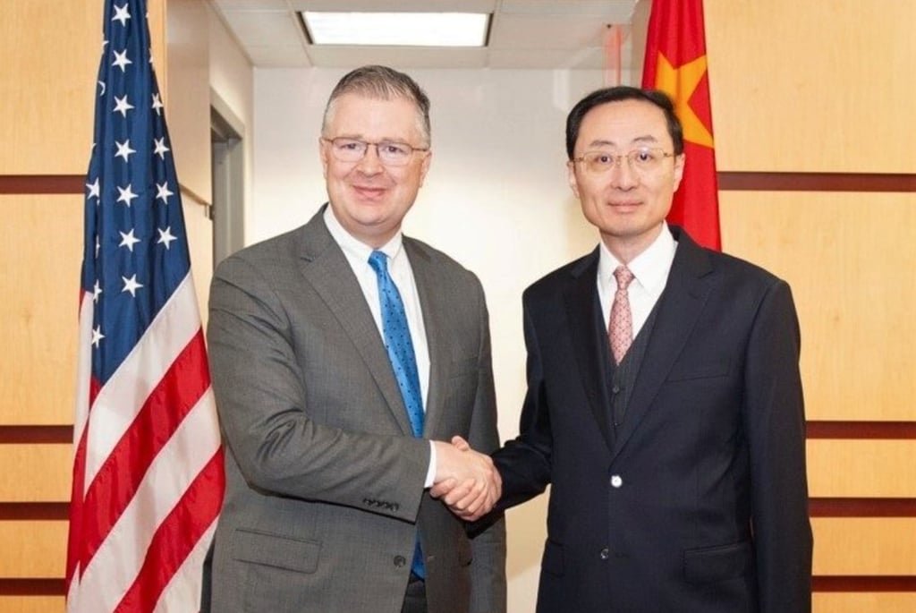 Daniel Kritenbrink, US assistant secretary of state for East Asian and Pacific affairs, meets Sun Weidong, China’s foreign vice-minister for Asia, in Washington on Thursday. Photo: X @USAsiaPacific