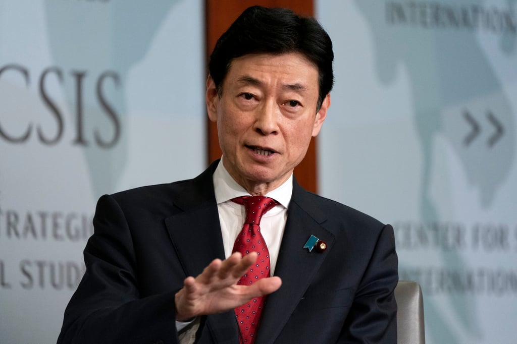 Japan’s Minister of Economy, Trade and Industry Yasutoshi Nishimura speaks to the Centre of Strategic and International Studies, regarding Japan’s 2023 G7 priorities, on January 5, 2023, in Washington. Photo: AP