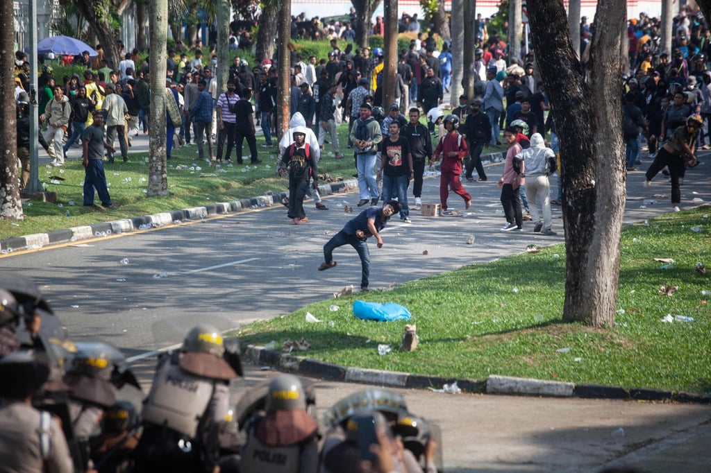 Protesters at a demonstration on September 11 against a government plan to develop Rempang Island into a Chinese-funded economic zone. Photo: AFP